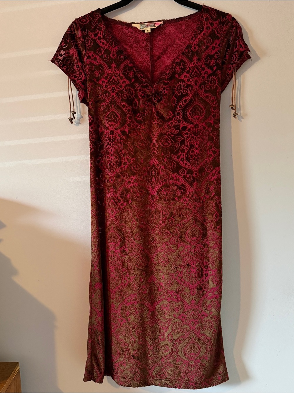Hourglass Magenta and Brown Velvet Burnout Dress